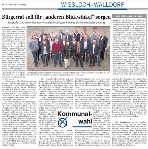 Artikel zum Pressegespräch der CDU zur Kommunalwahl 2014